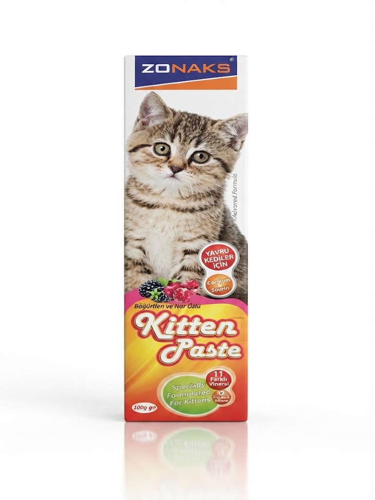 Zonaks Kitten Paste Böğürtlen ve Nar Özlü Yavru Kedi Vitamini ve Macunu 100 gr